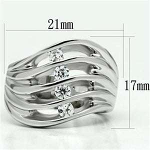 3W265 Rhodium Brass Ring with AAA Grade CZ in Clear
