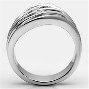 3W265 Rhodium Brass Ring with AAA Grade CZ in Clear