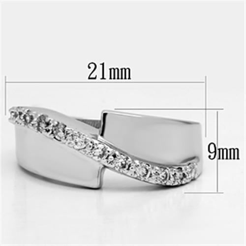 3W267 Rhodium Brass Ring with AAA Grade CZ in Clear - Joyeria Lady