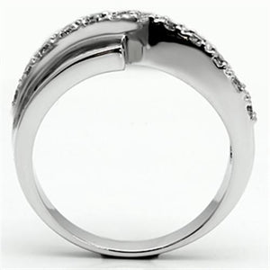 3W267 Rhodium Brass Ring with AAA Grade CZ in Clear