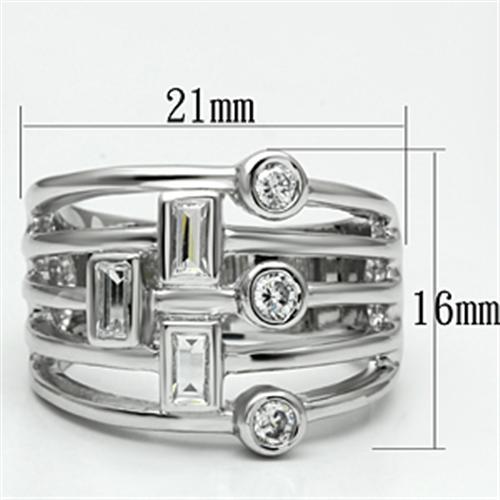 3W271 Rhodium Brass Ring with AAA Grade CZ in Clear - Joyeria Lady