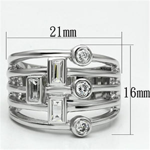 3W271 Rhodium Brass Ring with AAA Grade CZ in Clear