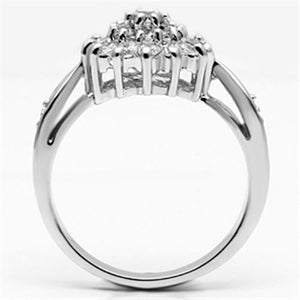 3W278 Rhodium Brass Ring with AAA Grade CZ in Clear