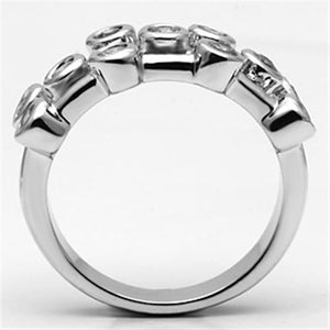 3W280 Rhodium Brass Ring with AAA Grade CZ in Clear