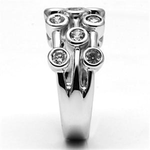 3W280 Rhodium Brass Ring with AAA Grade CZ in Clear