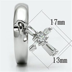 3W283 Rhodium Brass Ring with AAA Grade CZ in Clear