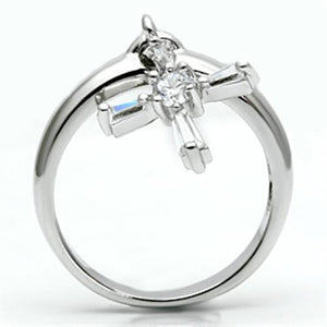 3W283 Rhodium Brass Ring with AAA Grade CZ in Clear