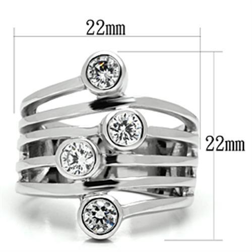 3W286 Rhodium Brass Ring with AAA Grade CZ in Clear - Joyeria Lady