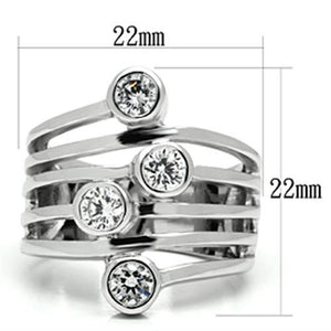 3W286 Rhodium Brass Ring with AAA Grade CZ in Clear