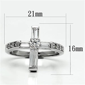 3W288 Rhodium Brass Ring with AAA Grade CZ in Clear