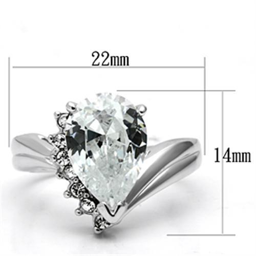 3W292 Rhodium Brass Ring with AAA Grade CZ in Clear - Joyeria Lady