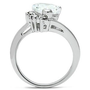 3W292 Rhodium Brass Ring with AAA Grade CZ in Clear