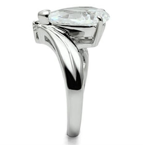 3W292 Rhodium Brass Ring with AAA Grade CZ in Clear