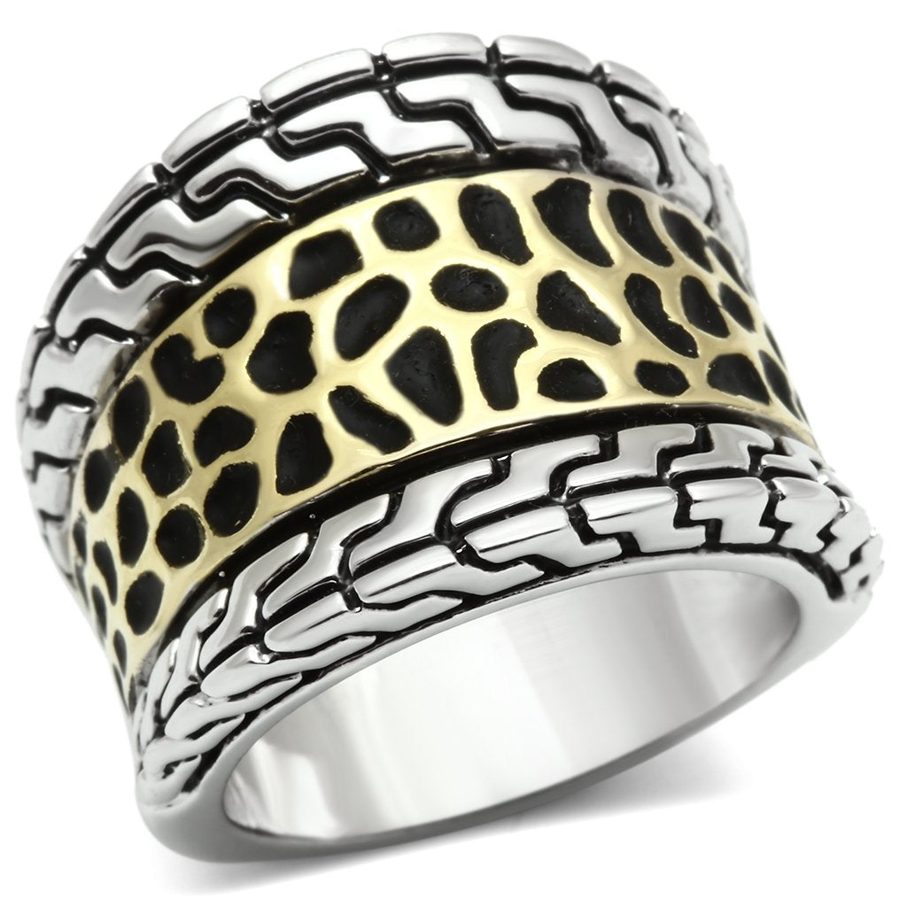 3W296 Reverse Two-Tone Brass Ring with No Stone in No Stone - Joyeria Lady