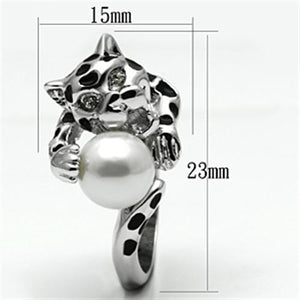 3W297 Rhodium Brass Ring with Synthetic in White