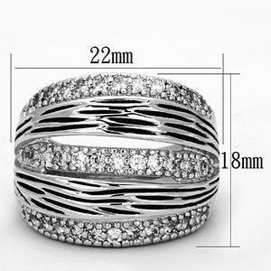 3W307 Rhodium Brass Ring with AAA Grade CZ in Clear