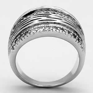 3W307 Rhodium Brass Ring with AAA Grade CZ in Clear