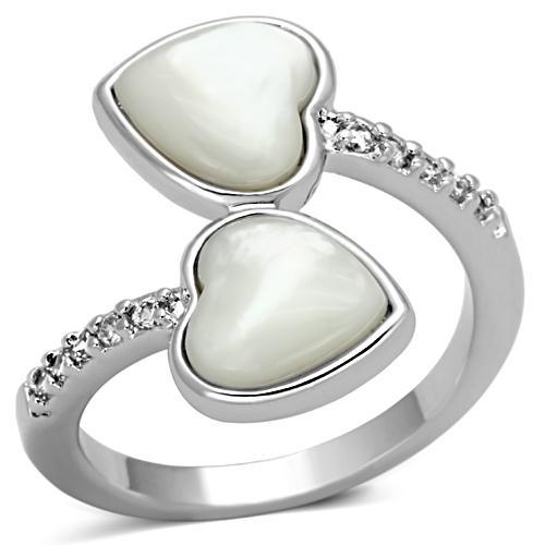 3w317 Rhodium Brass Ring with Precious Stone in White - Joyeria Lady