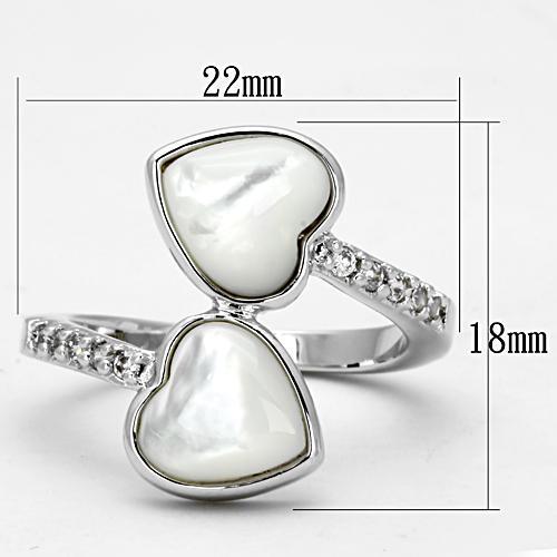 3w317 Rhodium Brass Ring with Precious Stone in White - Joyeria Lady