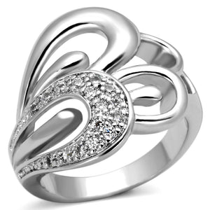3W325 Rhodium Brass Ring with AAA Grade CZ in Clear - Joyeria Lady