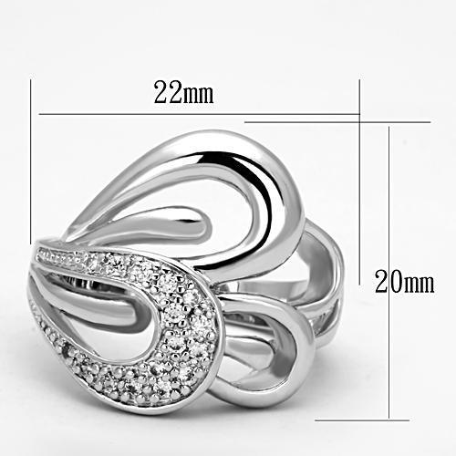 3W325 Rhodium Brass Ring with AAA Grade CZ in Clear - Joyeria Lady