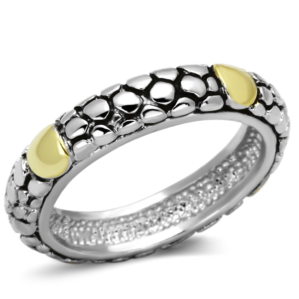 3W332 Reverse Two-Tone Brass Ring with Epoxy in Jet - Joyeria Lady