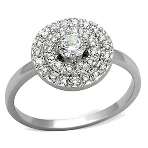 3W493 Rhodium Brass Ring with AAA Grade CZ in Clear - Joyeria Lady
