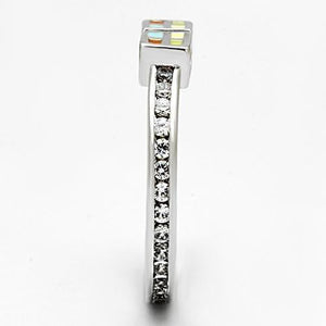 3W525 Rhodium Brass Ring with AAA Grade CZ in Clear