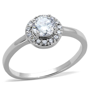 3W863 Rhodium Brass Ring with AAA Grade CZ in Clear - Joyeria Lady