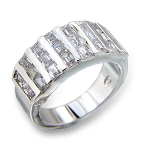 413602 Rhodium Brass Ring with AAA Grade CZ in Clear - Joyeria Lady