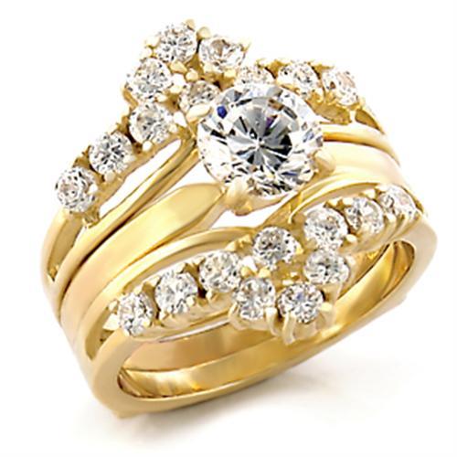 TK2948 - IP Gold(Ion Plating) Stainless Steel Ring with AAA Grade CZ  in Clear - Joyeria Lady