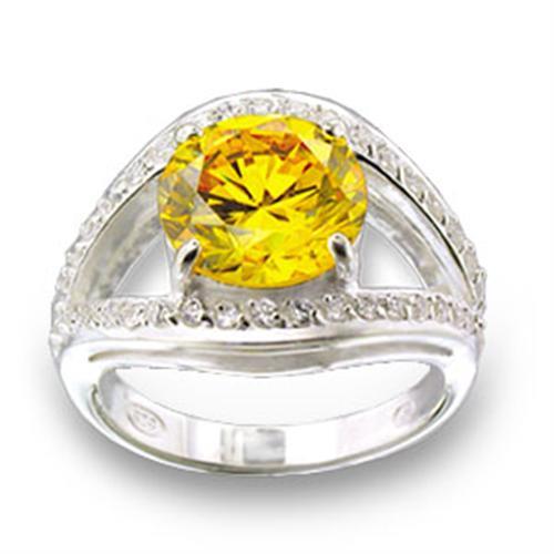 49505 - High-Polished 925 Sterling Silver Ring with AAA Grade CZ  in Topaz - Joyeria Lady