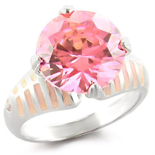 49707 - High-Polished 925 Sterling Silver Ring with AAA Grade CZ  in Rose - Joyeria Lady