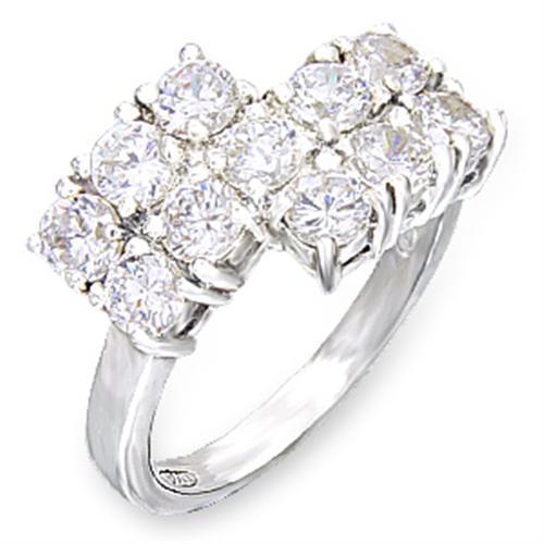 50117 - High-Polished 925 Sterling Silver Ring with AAA Grade CZ  in Clear - Joyeria Lady