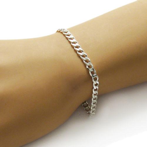 Elegant Sterling Silver Cuban Link Chain Bracelet in 5mm (Gauge 120) width. Available in 7" and 8" Lengths. - Joyeria Lady