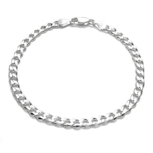 Elegant Sterling Silver Cuban Link Chain Bracelet in 5mm (Gauge 120) width. Available in 7" and 8" Lengths. - Joyeria Lady