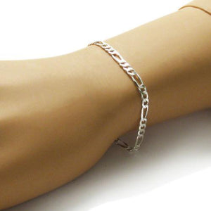 Classic Sterling Silver Figaro Chain Bracelet in 5mm (Gauge 120) width. Available in 7" and 8" Lengths.