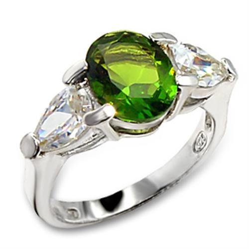 60411 - High-Polished 925 Sterling Silver Ring with Synthetic Spinel in Peridot - Joyeria Lady