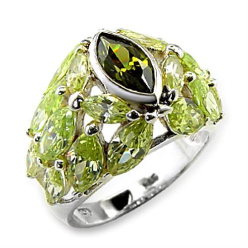 60618 - High-Polished 925 Sterling Silver Ring with AAA Grade CZ  in Multi Color - Joyeria Lady