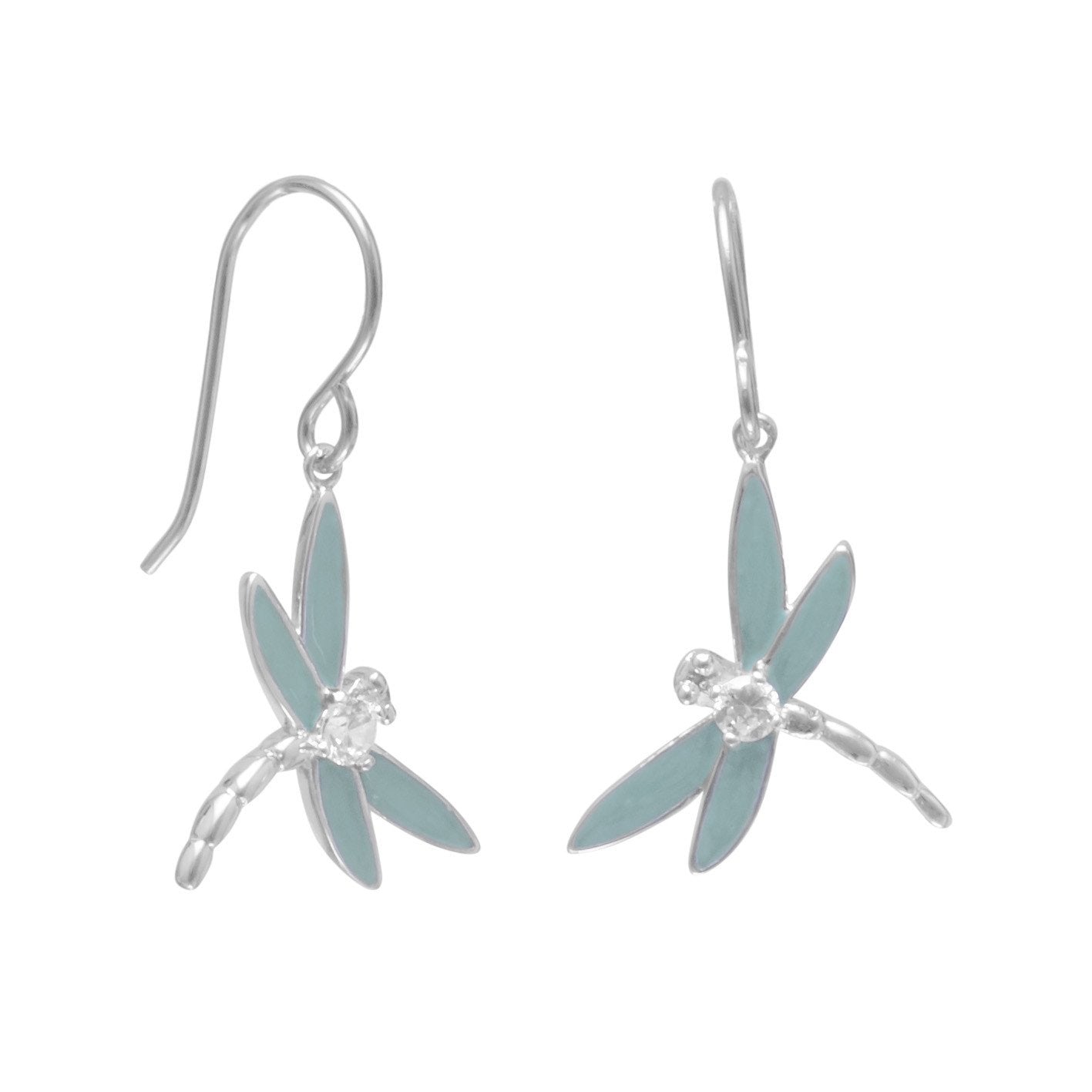 Enamel and CZ Dragonfly Earrings - Joyeria Lady
