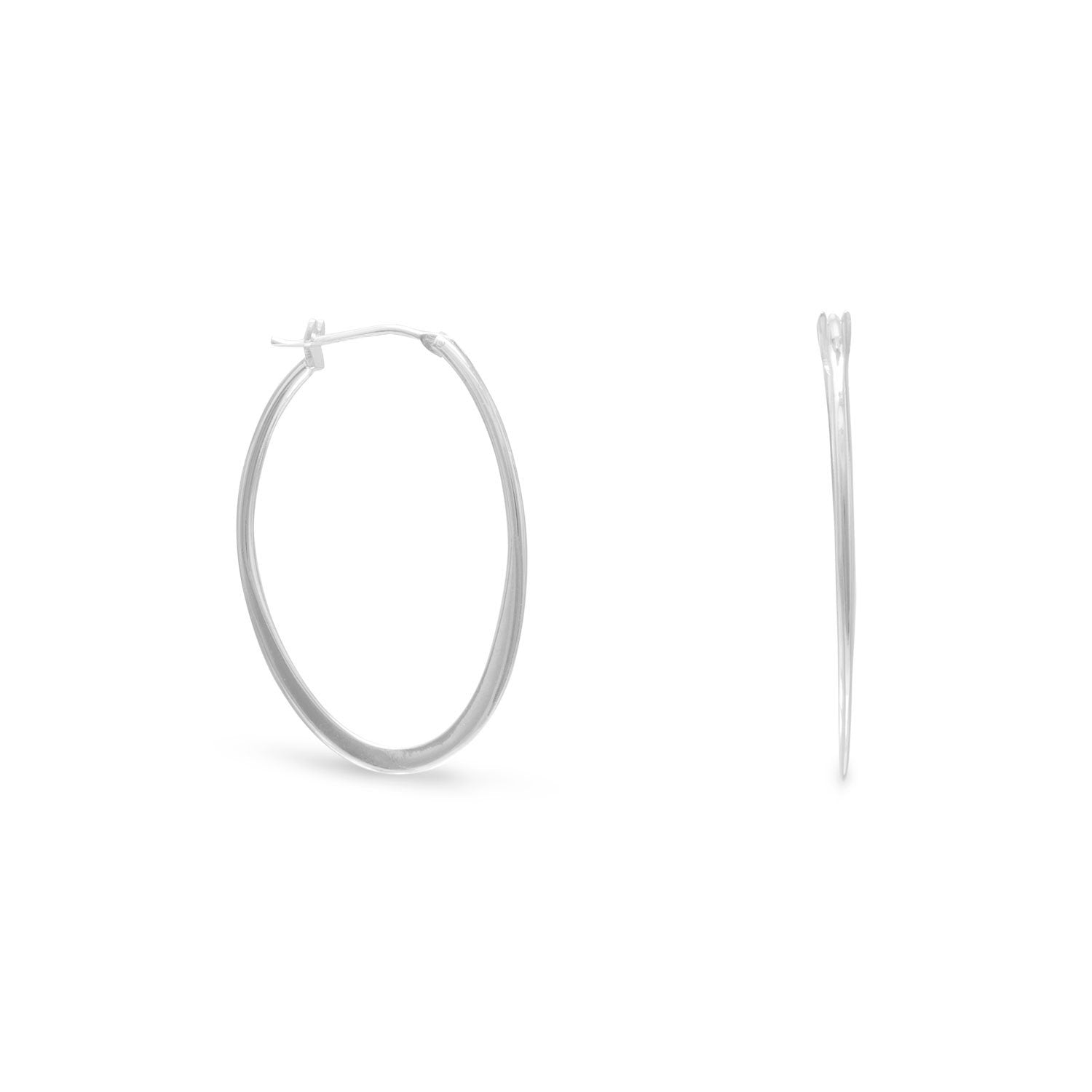 Graduated Flat Oval Hoop Earrings - Joyeria Lady