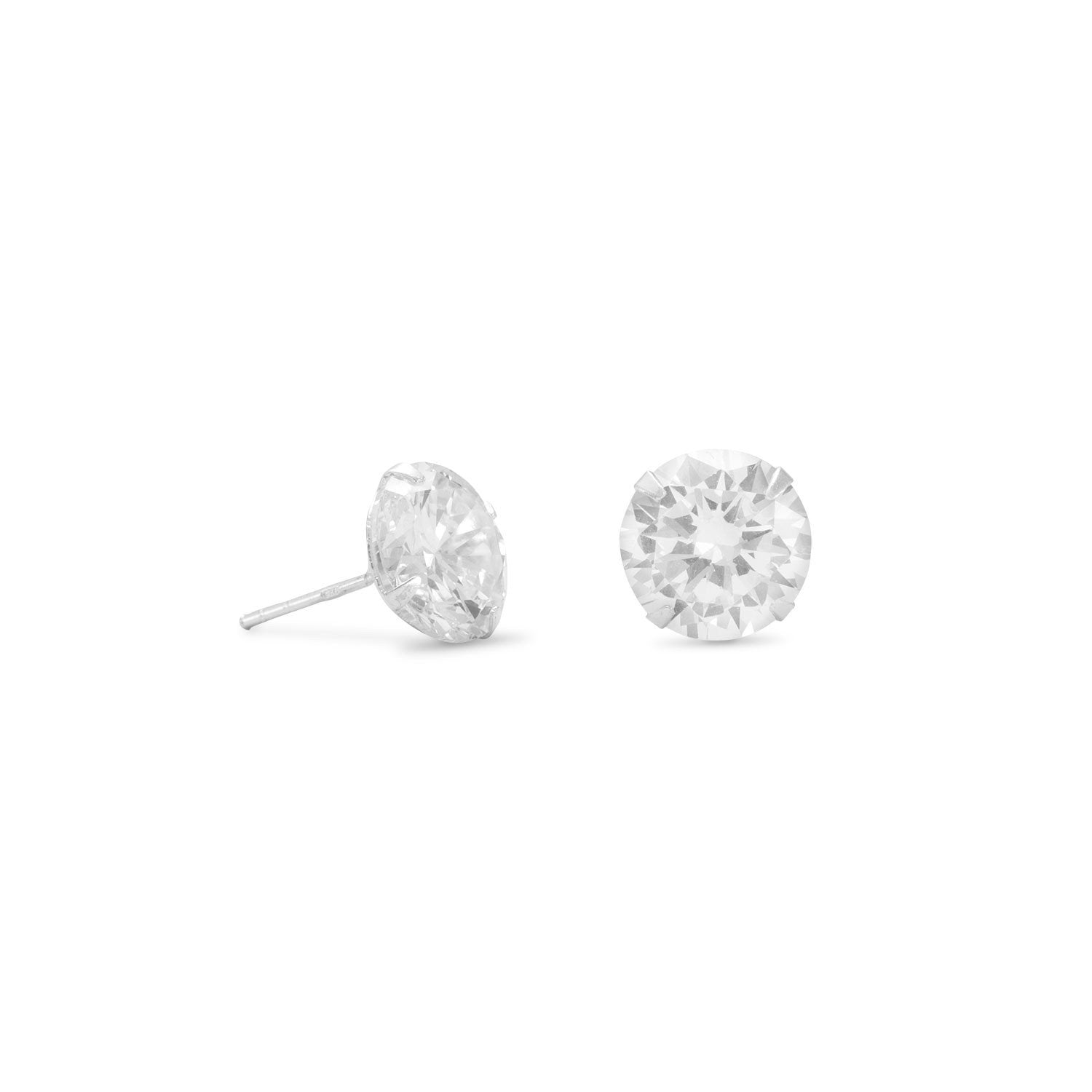 10mm Clear CZ Stud Earrings - Joyeria Lady