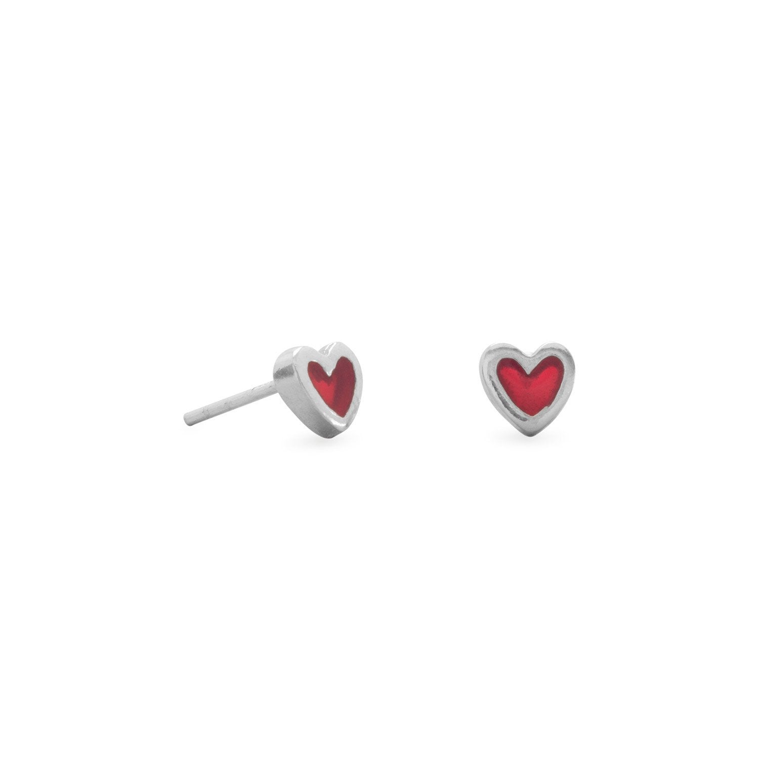 Red Heart Stud Earrings - Joyeria Lady