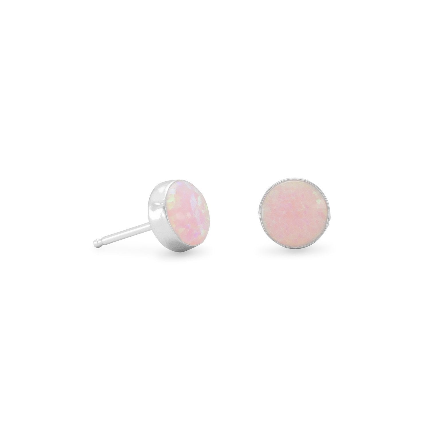 Pink Synthetic Opal Stud Earrings - Joyeria Lady
