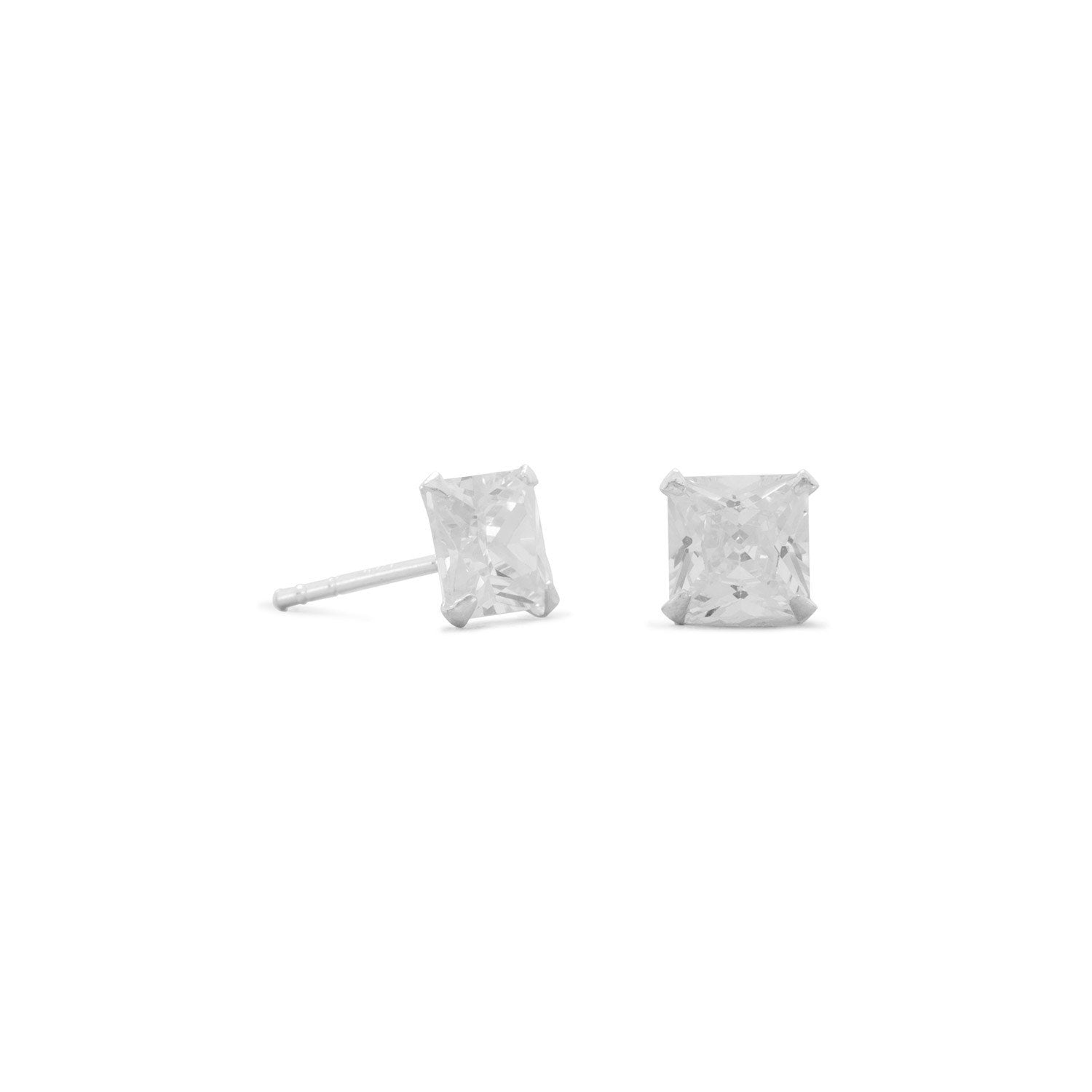 Square CZ Stud Earrings - Joyeria Lady