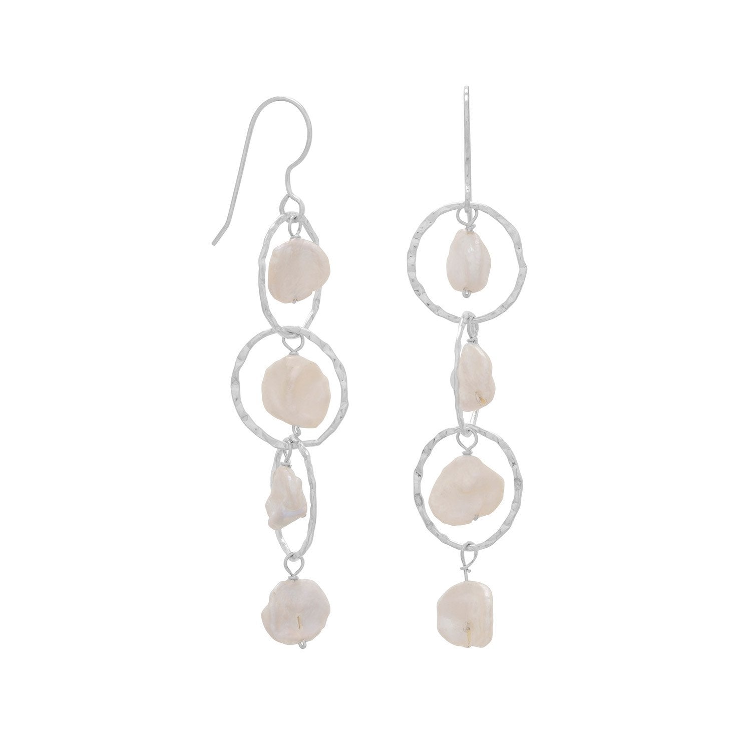 Open Circle Keshi Drop French Wire Earrings - Joyeria Lady