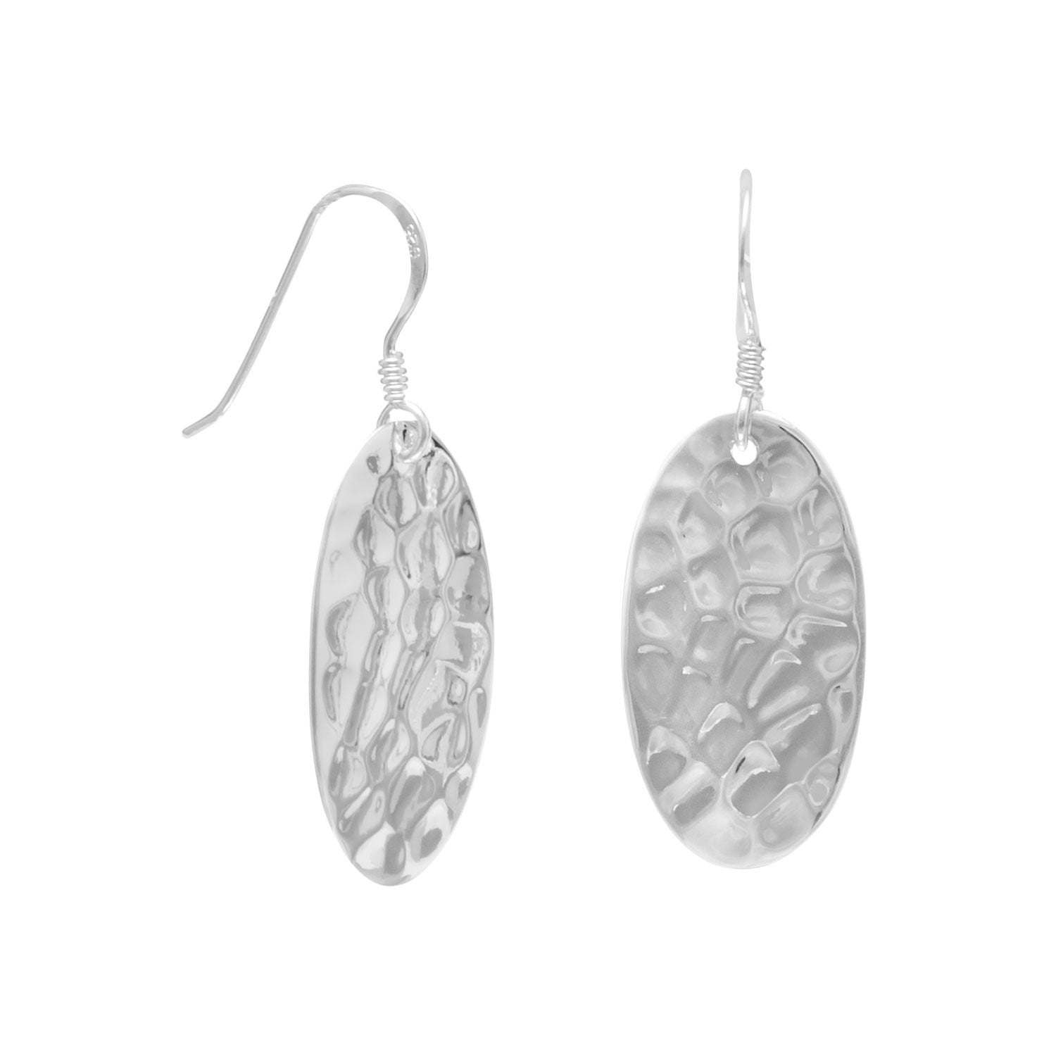 Small Oval Hammered French Wire Earrings - Joyeria Lady