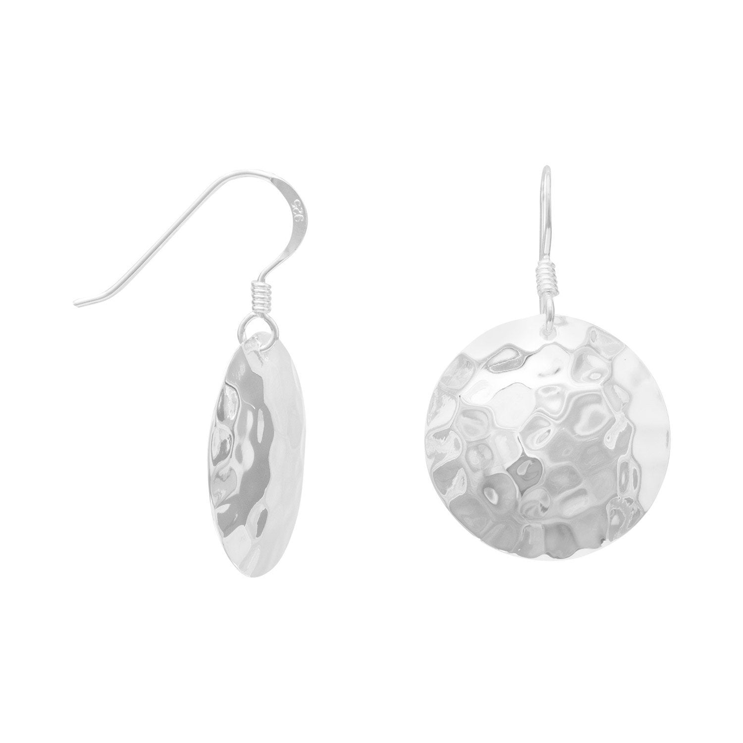 Round Hammered French Wire Earrings - Joyeria Lady