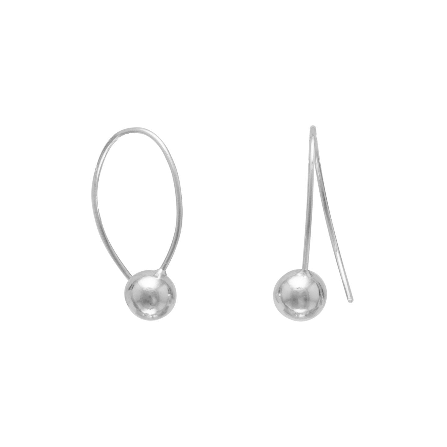 Thin Wire Bead End Earrings - Joyeria Lady