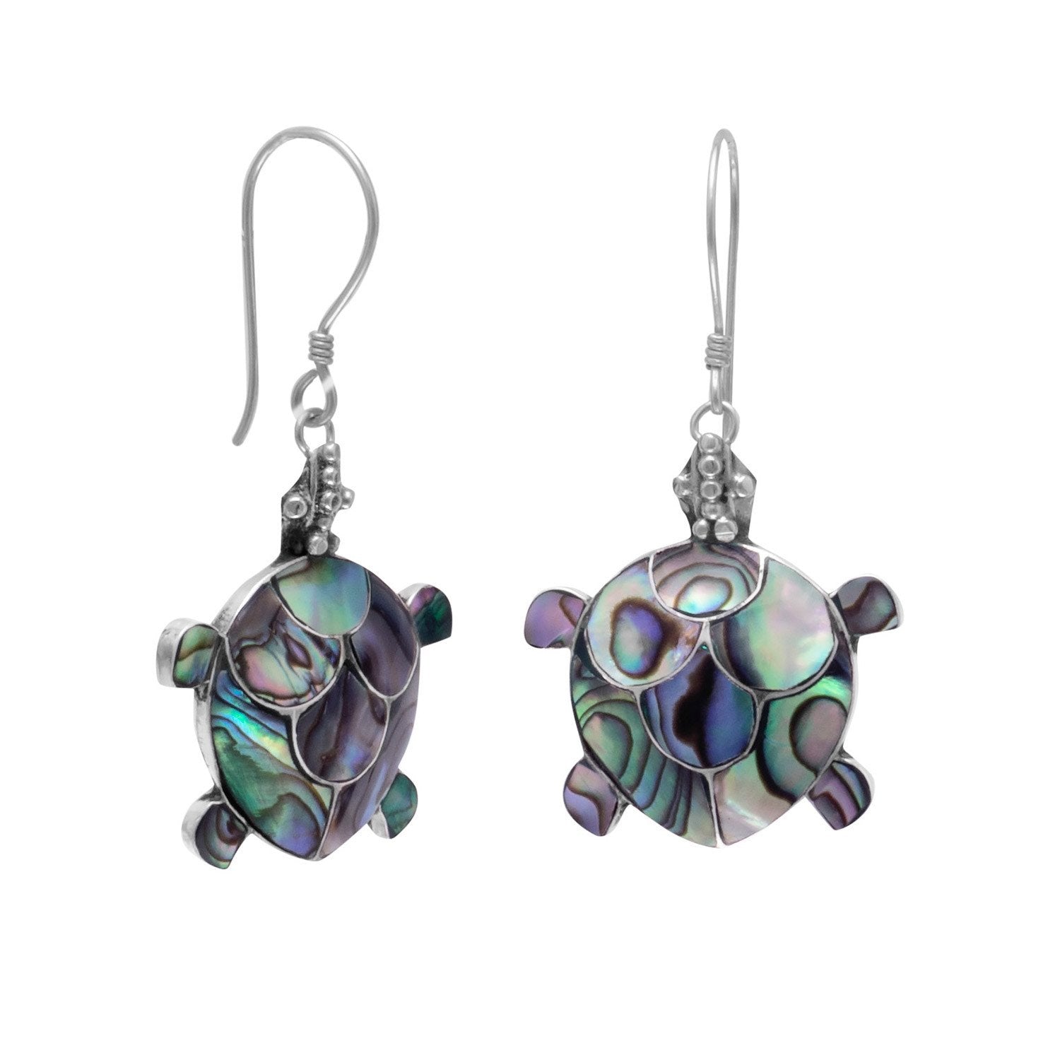 Paua Shell Turtle French Wire Earrings - Joyeria Lady